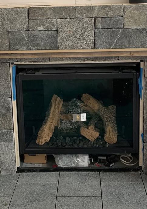 Gas fireplace surround, in progress
